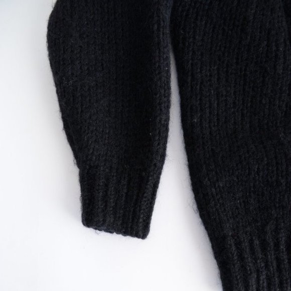 Vintage Eaton Black 50% Wool Open Face Cardigan with Buttons Size GL - Picture 9 of 10